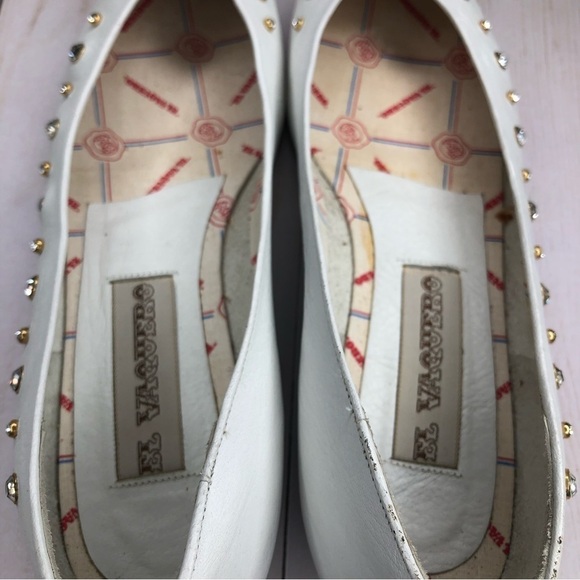 El Vaquero Vintage Rhinestone Studded Leather White Flats/Low Heels  Sz 38 - Picture 11 of 14
